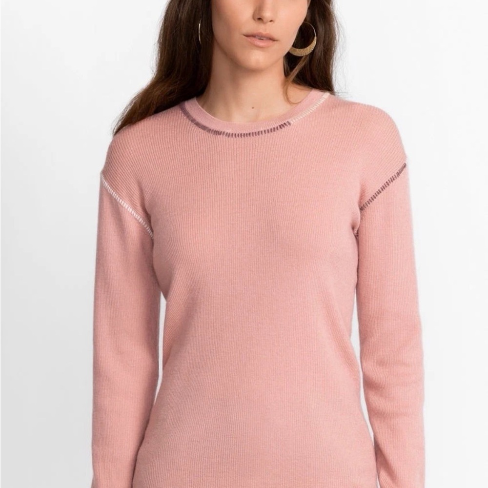 Johnny Was Soft Pink Crew Neck Sweater
